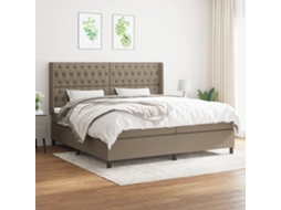 Cama Com Molas/colchão 200x200 Cm Tecido Castanho-acinzentado