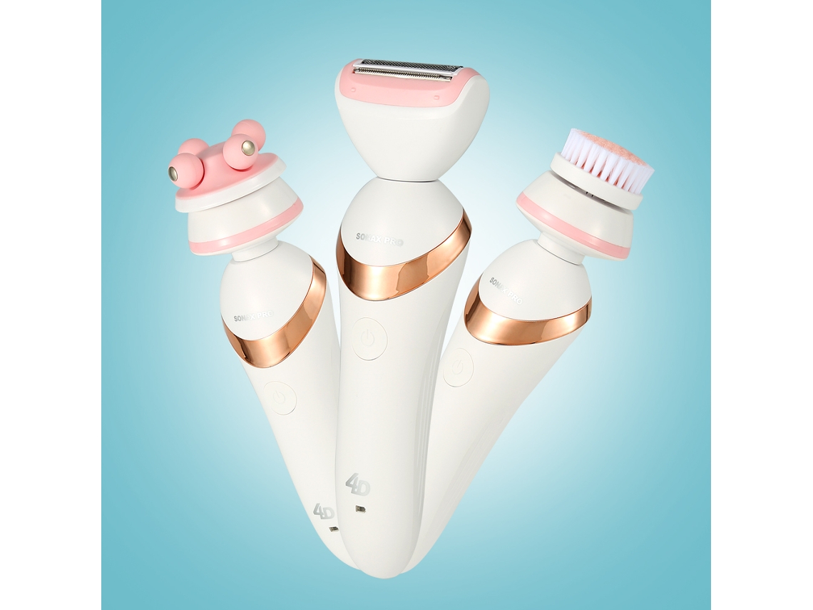 Kit De Dispositivo De Beleza Facial Sonaxpro 3 Em 1: Barbear Feminina, Massagem E Limpeza De Pores Elétrico