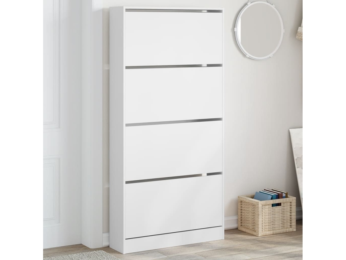 Vidaxl Sapateira Com 4 Gavetas Articuladas 80x21x163,5 Cm Branco