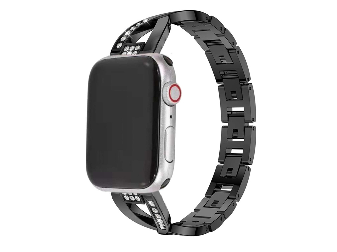 Bracelete Pulseira Aço Luxury para Apple Watch Series Se 2022 44Mm Preto