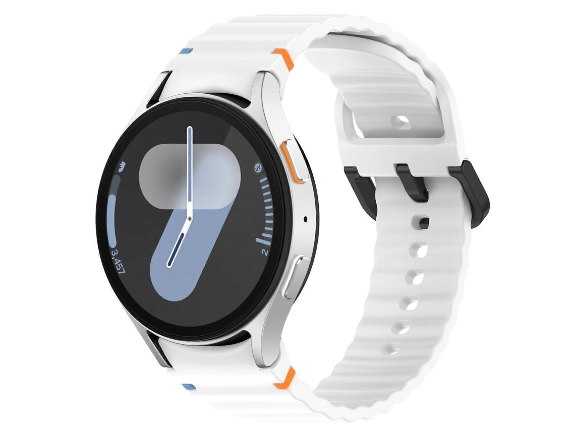 Pulseira De Silicone Preta Com Fivela E Textura Ondulada.