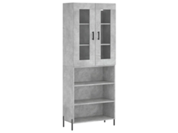 Armário Alto 69,5x34x180cm Madeira Cinza Cimento MAISON EXCLUSIVE
