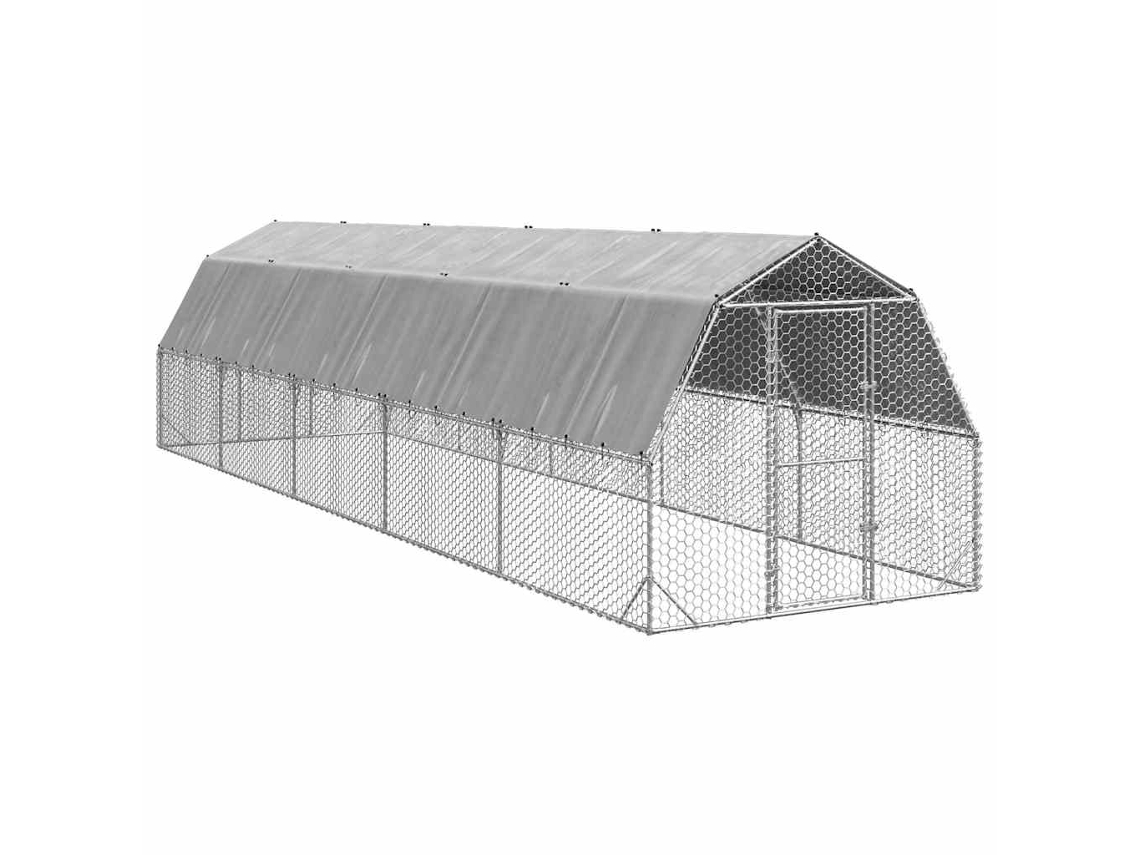Vidaxl Corrida De Galinhas Com Telhado 2,5x10x2,25 M Aço Galvanizado