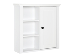 Armário de banheiro de parede, com 3 prateleiras abertas e 1 porta, ajustável, 53x14.5x50.5cm, branco, BTFORUS