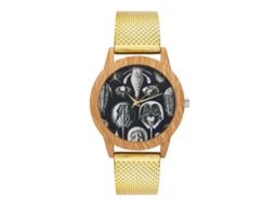 Relógio de quartzo unissex para casais com pulseira de silicone e mostrador redondo (dourado)