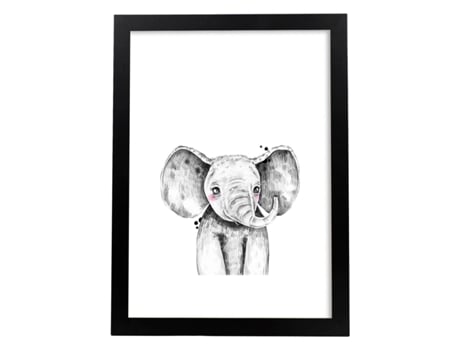 Póster NACNIC Perda Infantil Elefante Infantil Preto e Preto Animais Infantis Black Marco Frame de Madeira Clara Sem Quadro