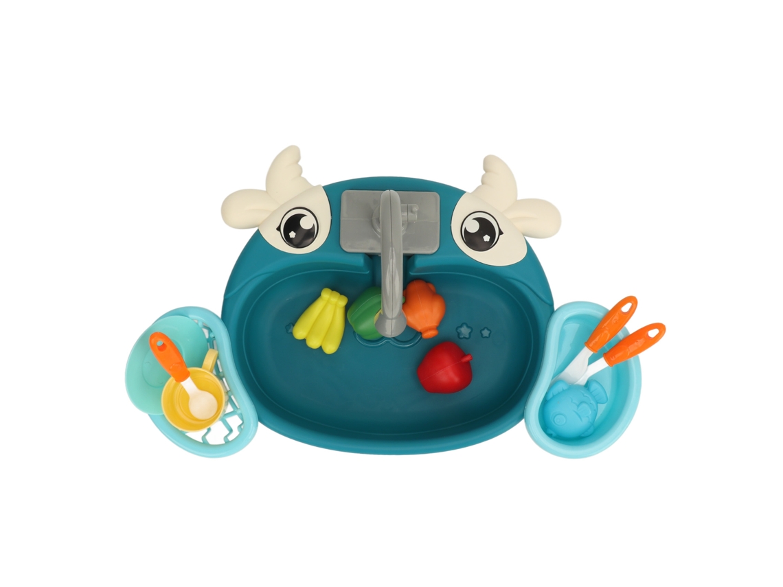 Mali brinquedo de Lava louças Elétrico Simulação Cozinha com Água Circulante Brinquedo Interativo para Crianças Presente Azul