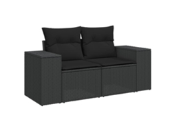 Sofá de jardim com almofadões 2 lugares VIDAXL vime PE preto