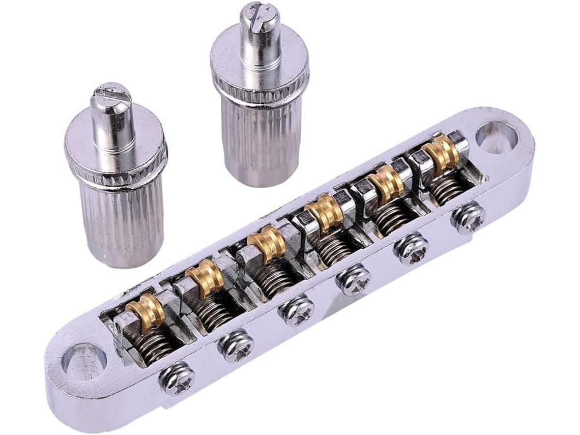 Ponte Ajustável Para Guitarra Com Parafusos E Pinos M8. Compatível Com Guitarras Elétricas Estilo Tune-o-matic