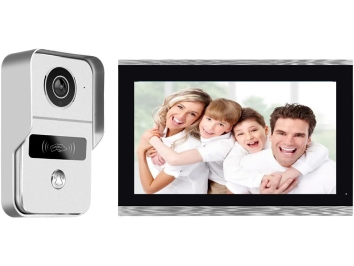 Campainha de Vídeo Inteligente de 7 Polegadas com Wi fi, Sistema de Interfone Residencial com Vídeo e Tela Sensível Ao Toque Rfid. SFUSHOS