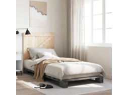 Vidaxl Estrutura De Cama Com Cabeceira 90x200 Cm Pinho Maciço Cinzento