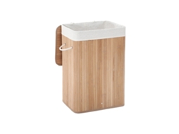 Cesto De Ropa Sucia De Madera De Bambú Con Tapa Y Bolsa 40x30x60 Cm - Natural