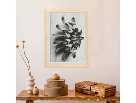 Póster NACNIC O Piso Preto e Branco 27. com Ilustrações de Flores e Plantas em Tons Cinzentos.