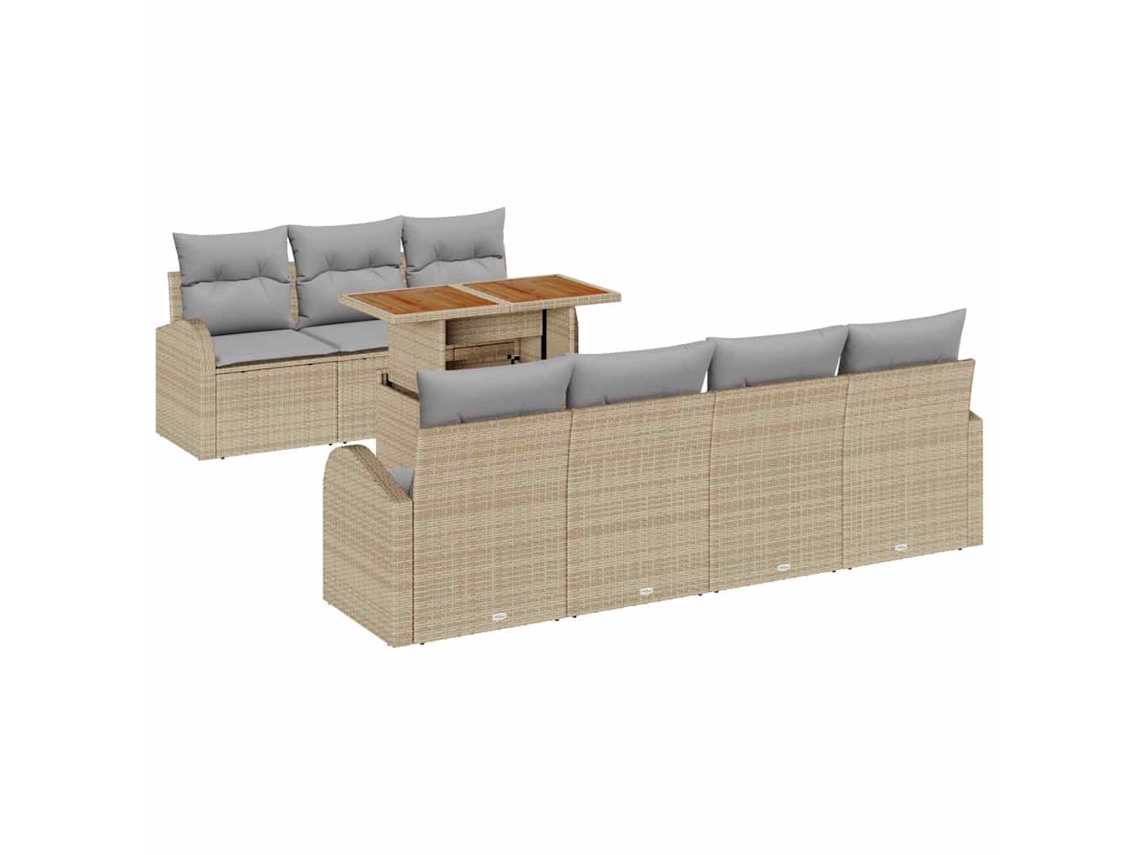 Maison Exclusive - Conjunto De Sofá De Jardim Manual 8 Pcs Bege E Cinzento Claro