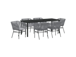 Conjunto 7 Conjunto De Jantar Para Jardim Vidaxl Cinzento Aço Revestido A Pó (200 X 80 X 73 Cm)