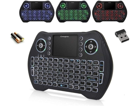 Mini Teclado Retroiluminado Sem Fios Azerty com Touchpad para Smart Tv Mini Pc Htpc Consola Computador Raspberry 2/3 Android Tv OVEGNA Mt10