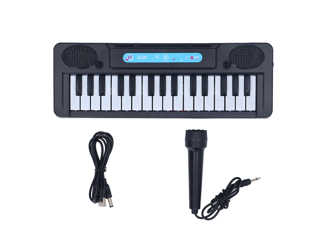 Primerox teclado de Piano Infantil 31 Teclas Portátil com Microfone para Crianças Iniciantes 3 6 Anos