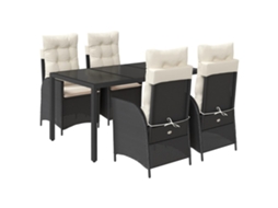Conjunto de 5 Jantar para Jardim com Almofadões Vime Pe Preto MAISON EXCLUSIVE