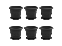Conjunto 6 Plástico Vidaxl Preto Plástico (ø 22 X 18 Cm)