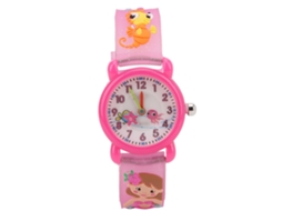 Mali relógio Infantil Quartz Pulseira Pvc Impermeável Desenho Animado Rosa