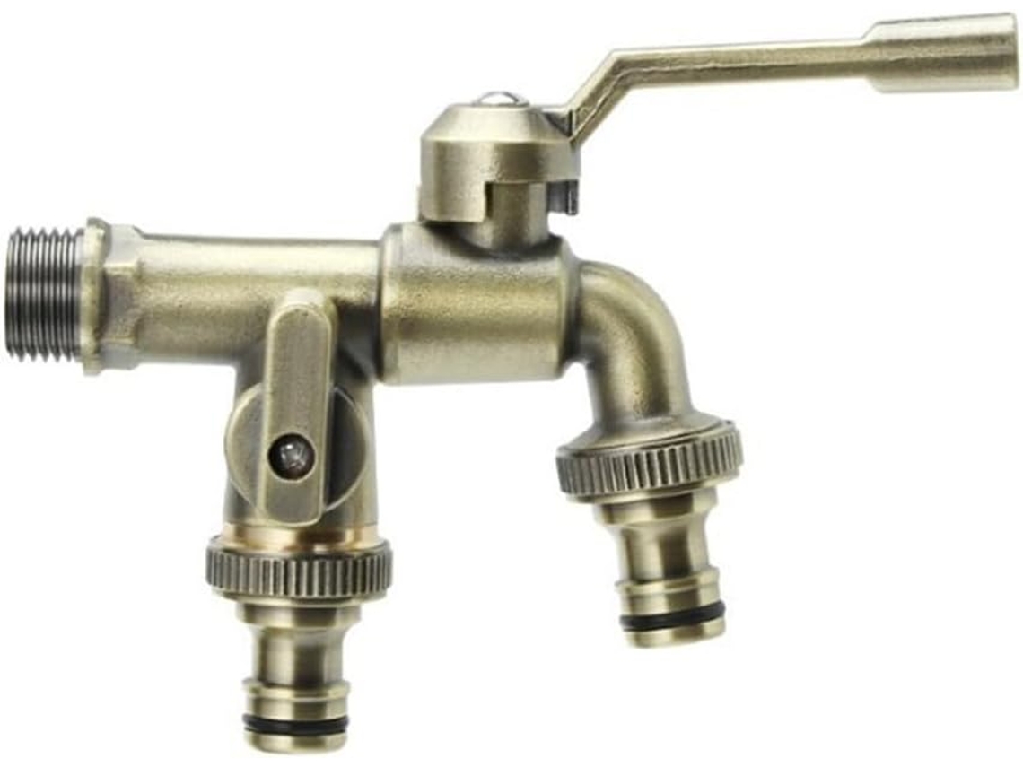 Torneira De Jardim Dupla Em Latão Com Acabamento Bronze Antigo, Ideal