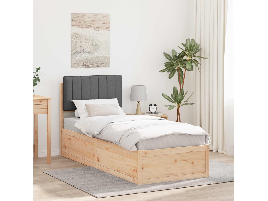 Vidaxl Estrutura De Cama Com Cabeceira Estofada Cinza Escuro