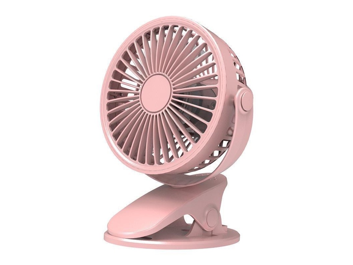 Ventilador com Base de Carregamento Usb, Mini ventilador de Secretária Rosa