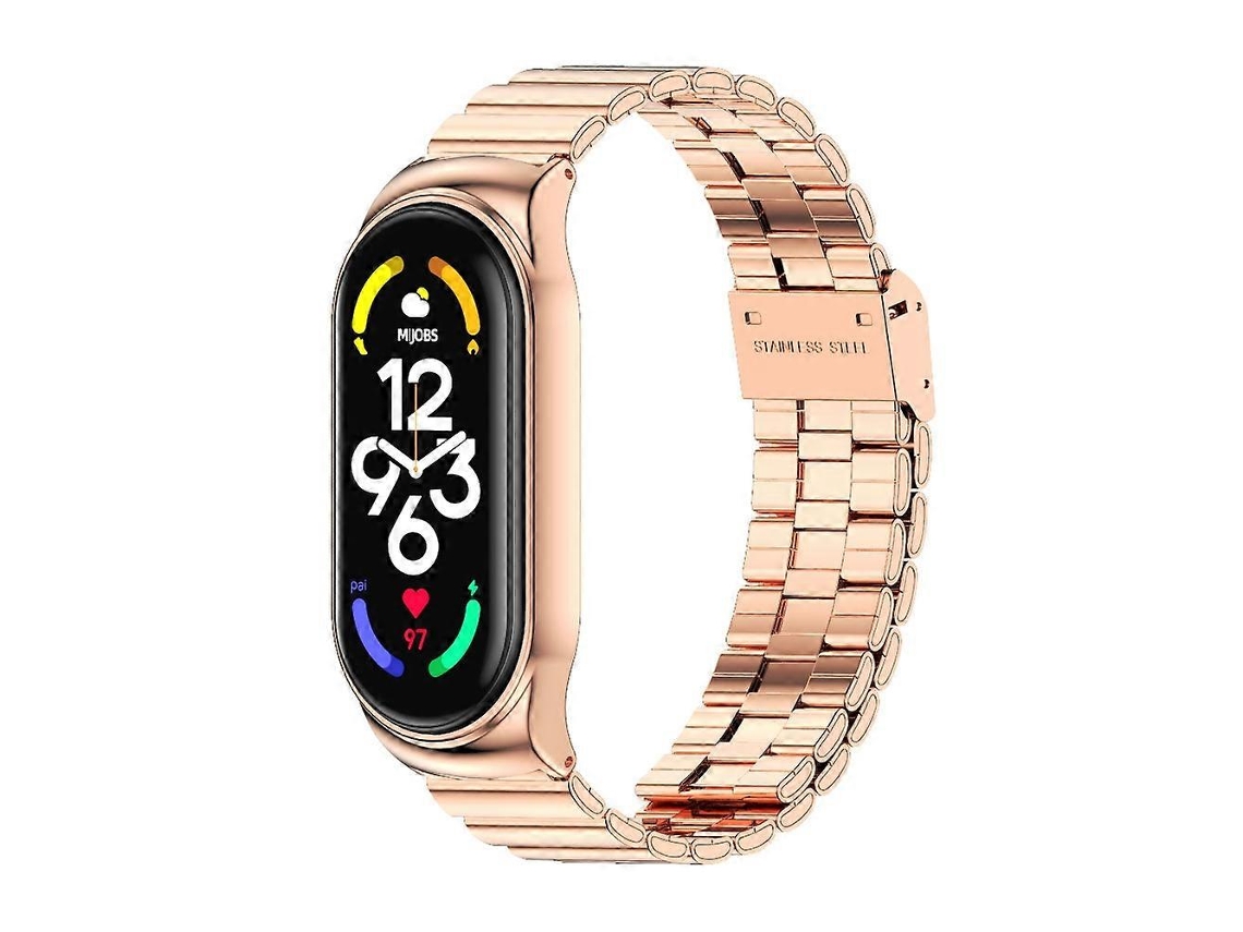 Pulseira De Aço Inoxidável Com Fivela De Bambu Mijobs Cs Para Xiaomi Mi Band 7 / 7 Nfc