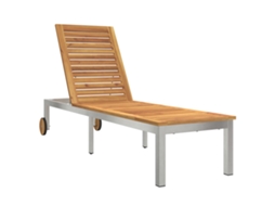 Conjunto 1 Espreguiçadeira Vidaxl Castanho Madeira De Acácia Maciça (205x53x100 Cm)