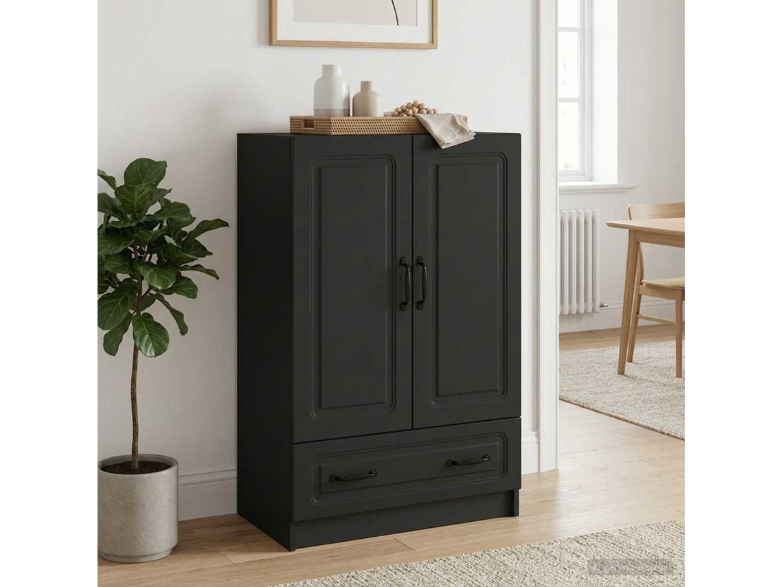 Vidaxl Buffet Com Gaveta Preto 66 X 34,5 X 92 Cm Derivados De Madeira