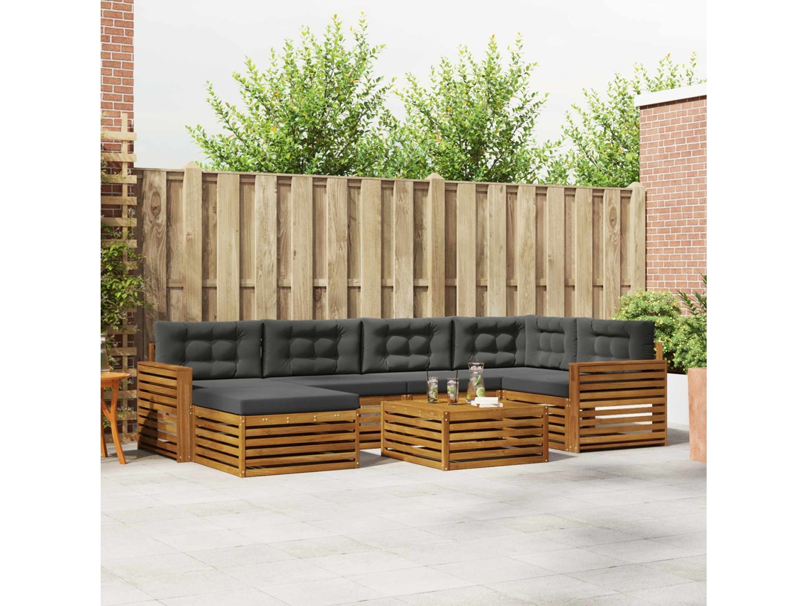 Vidaxl Conjunto De Sofás Para Exterior 7 Pcs Natural E Antracite