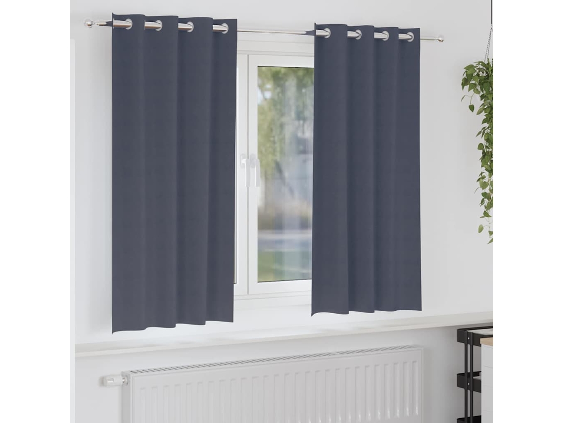 Vidaxl Cortinas Blackout Com Argolas 2 Pcs Antracite 175 X 140 Cm