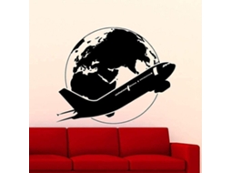 Adesivos Muraux Amovibles Avion Globe Terrestre Fenêtre Chambre Étude 545cmx65cm