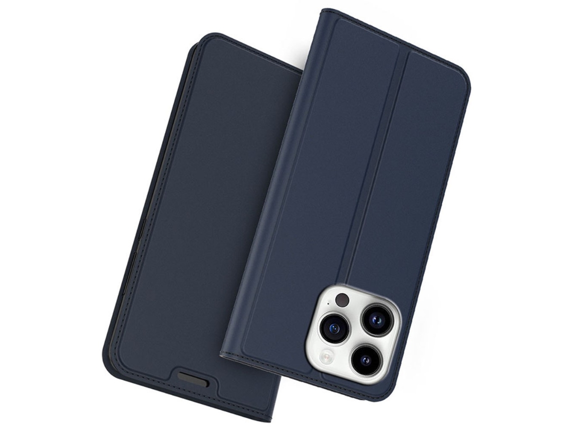 Capa Para Iphone 15 Pro Max Pele Sintética Com Porta-cartões Azul