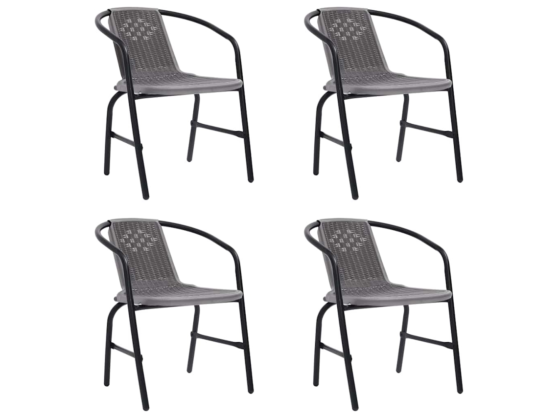 Vidaxl Cadeiras De Jardim 4 Pcs Vime Plástico E Aço 110 Kg
