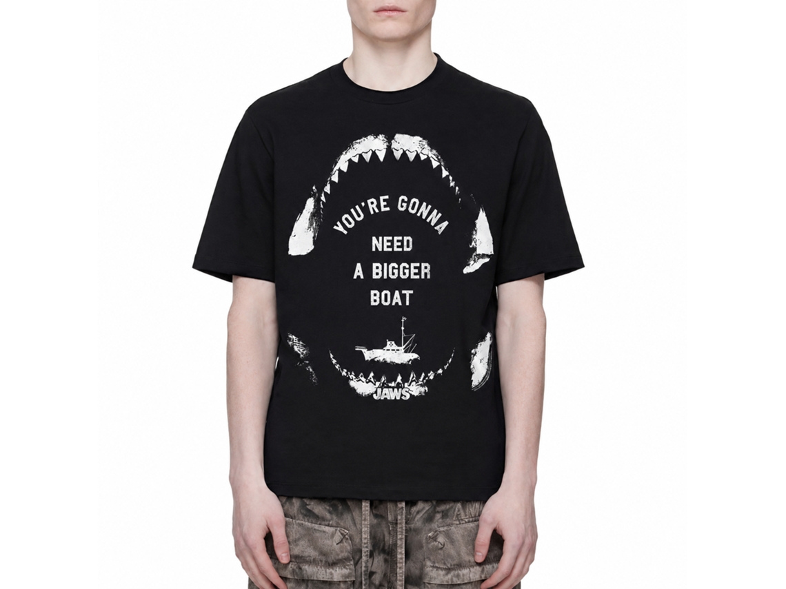 Rockinstone Jaws Movie Sailing Wisdom Black Adult T-shirt Size:xl