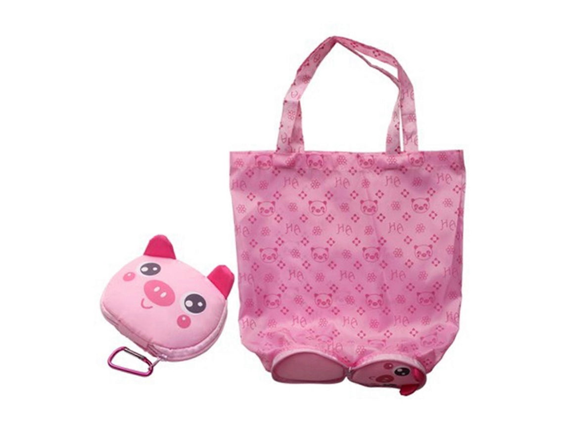 Sacola de Compras Dobrável com Estampa de Desenho Animado Sacola Reutilizável para Mulheres, Prática, Dobrável em Nylon e Portátil, com Fivela GOKOCO