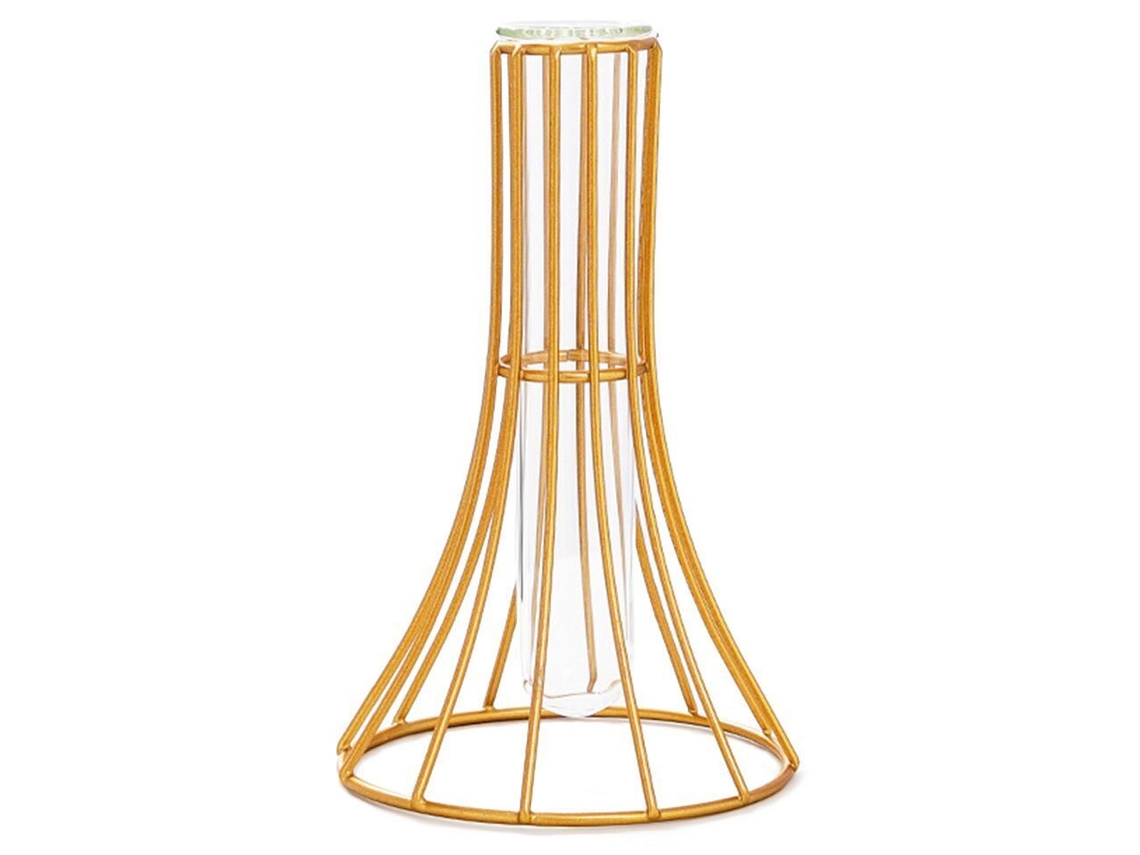 Vaso de Vidro com Suporte Metálico Geométrico Decoração de Mesa para Escritório NEVEANCE