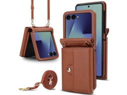 Mochila Carteira De Cor Sólida Com Compartimento Para Cartões E Proteção Rfid, Capa De Celular Em Pu Para Samsung Galaxy Z Flip7 5g.