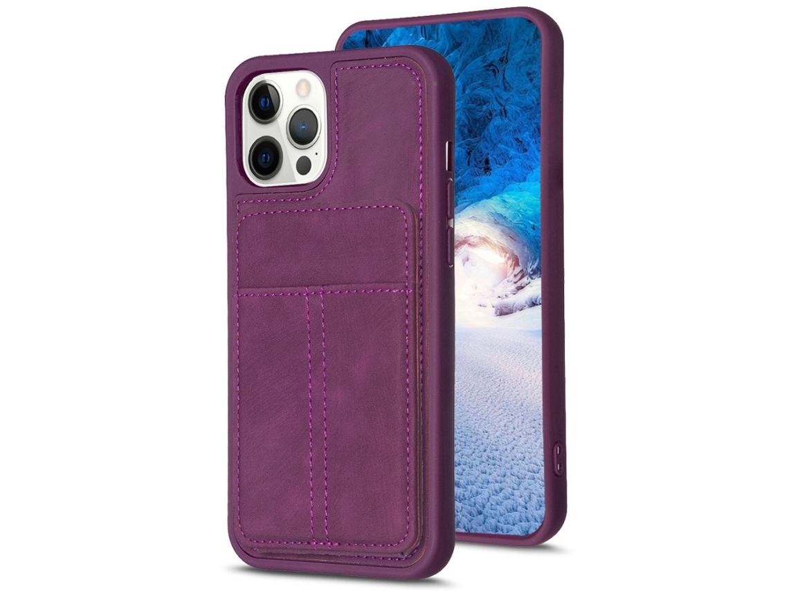 Suporte Casa Quedas Para Iphone 15 Pro Pele Sintética Roxo