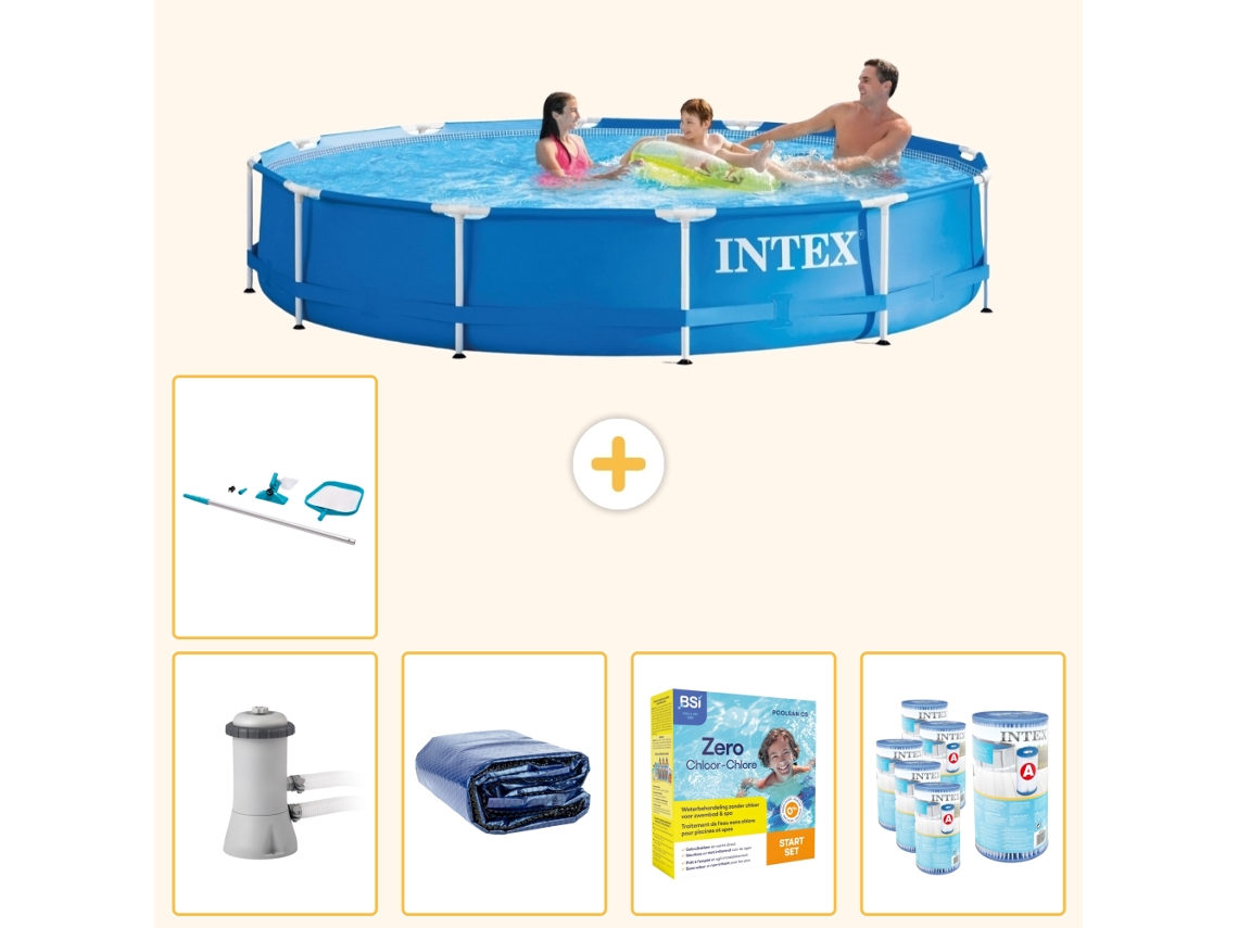 Intex Piscina Com Estrutura Redonda - 366x76 Cm - 6-peças Scb28