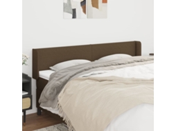 Vidaxl Cabeceira De Cama C/ Abas Tecido 163x16x78/88cm Castanho-escuro