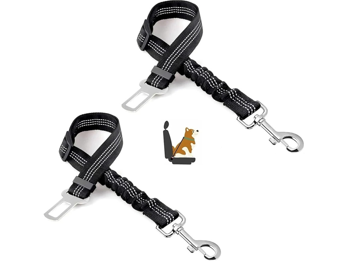 2 Cintos para Cães Carro Bungee Elástico Ajustável YANYXR (preto)