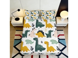Conjunto de Cama com Estampa 3d Dinossauro em Microfibra Fronha 200x200cm