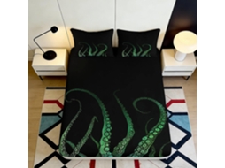 Conjunto de Cama com Estampa 3d Tentáculos Microfibra Fronha 200x25cm