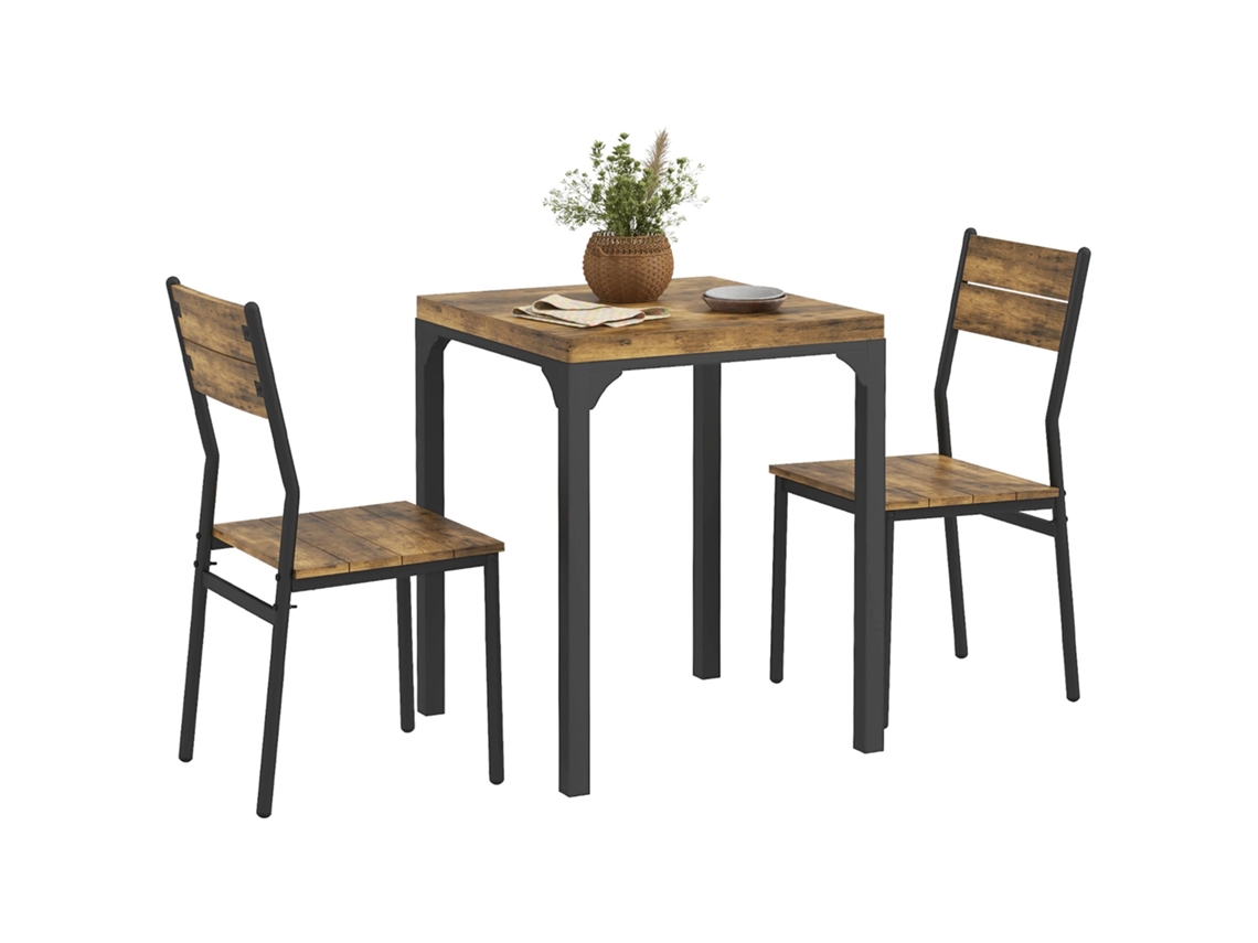 Mesa Jantar Com 2 Cadeiras Embutidas Para Cozinha E Sala E Casa, Rústico
