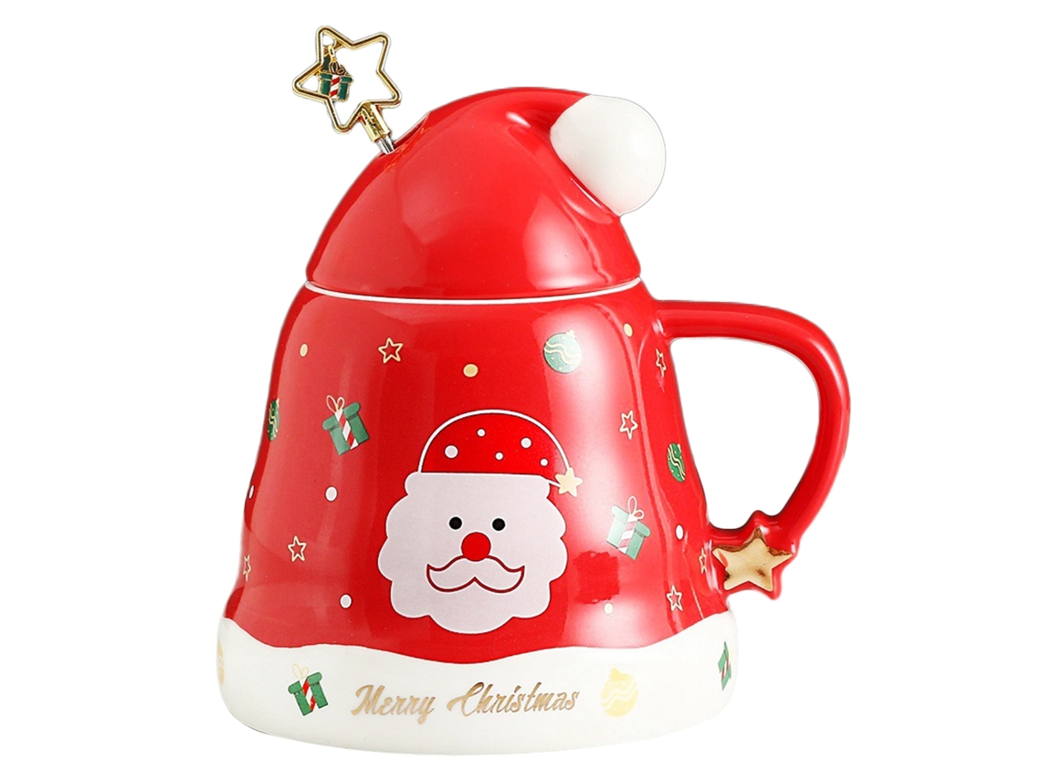 Laxiscreed Caneca De Natal Santa Claus Com Tampa E Bastador, Cerâmica De Alta Capacidade
