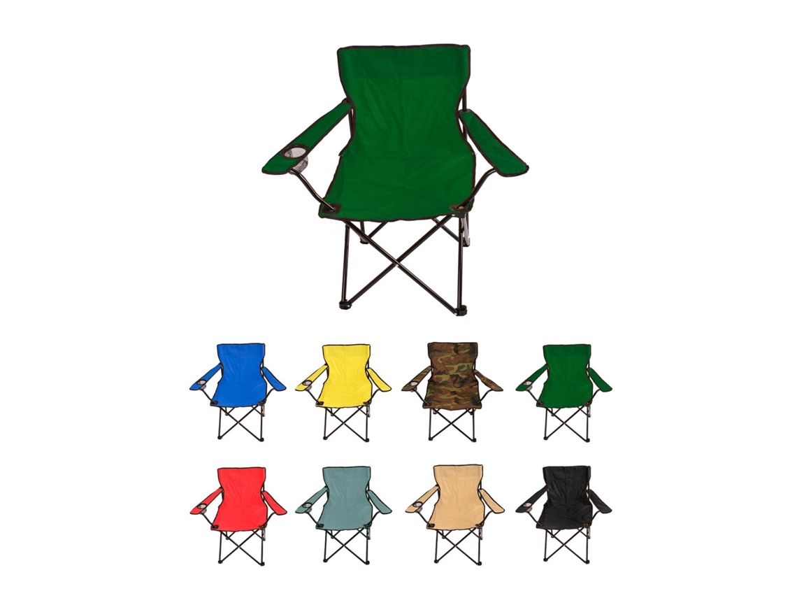 Silla De Camping Plegable De Acero Con Reposabrazos Y Funda Con Asas- 80x80x50 Cm, Resistente Al Agua - Ideal Para Exterior Verde Unidad