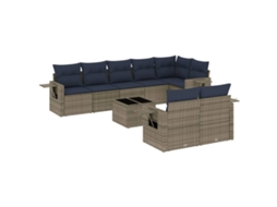 Conjunto de Sofá de Jardim, 9 Peças, Almofadas, Rattan Cinza MAISON EXCLUSIVE