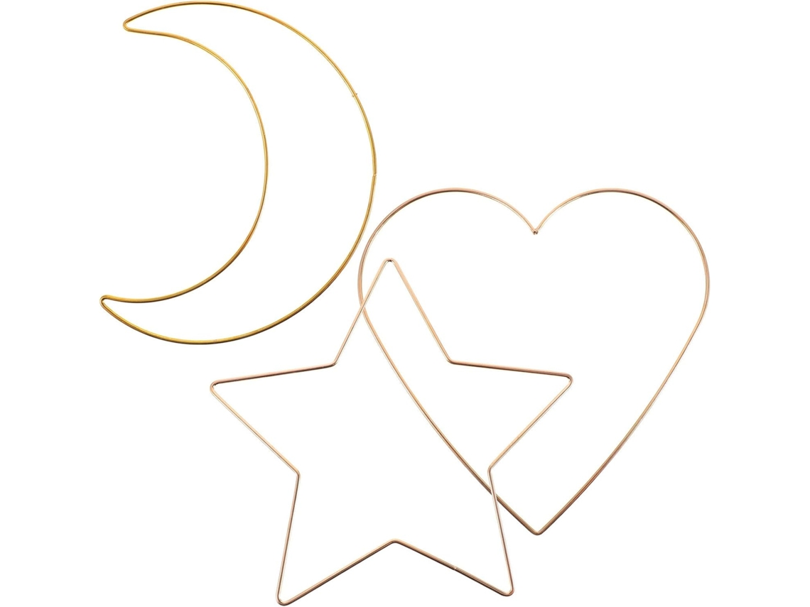 Conjunto De 3 Anéis De Metal Diy Para Macramê, Com Formato De Lua, Estrela E Coração.